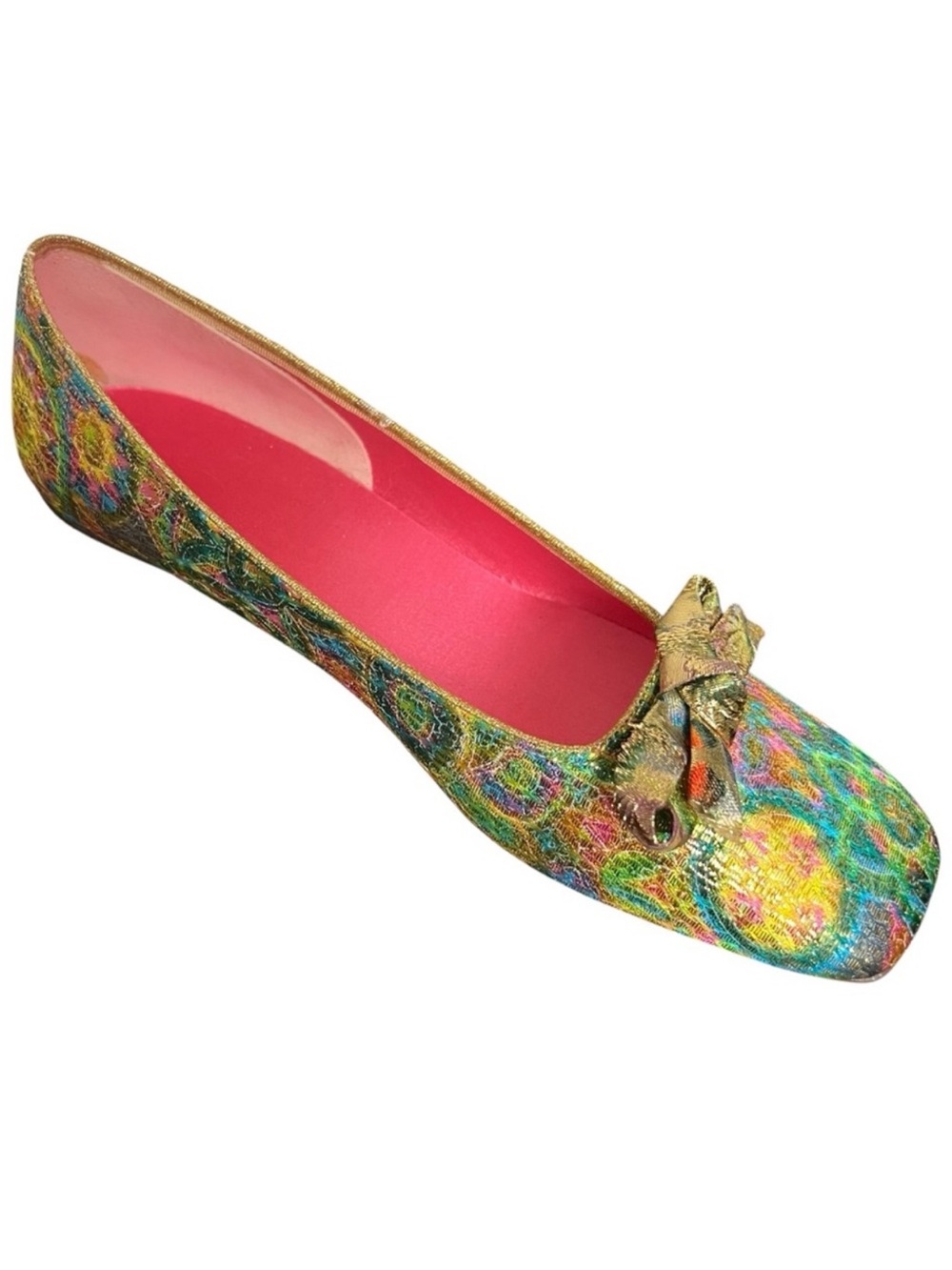 Oomphies Vintage 1960’s Mid Century metallic Colorful Women's Shoes Bow Detail - Picture 2 of 14